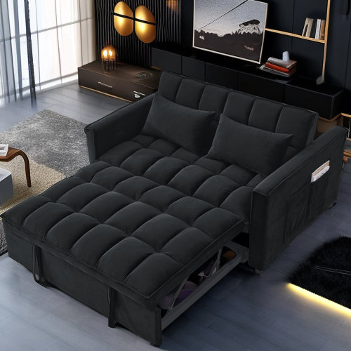 Latitude Run® 54'' Velvet Sleeper Loveseat Sofa with Pull Out Bed